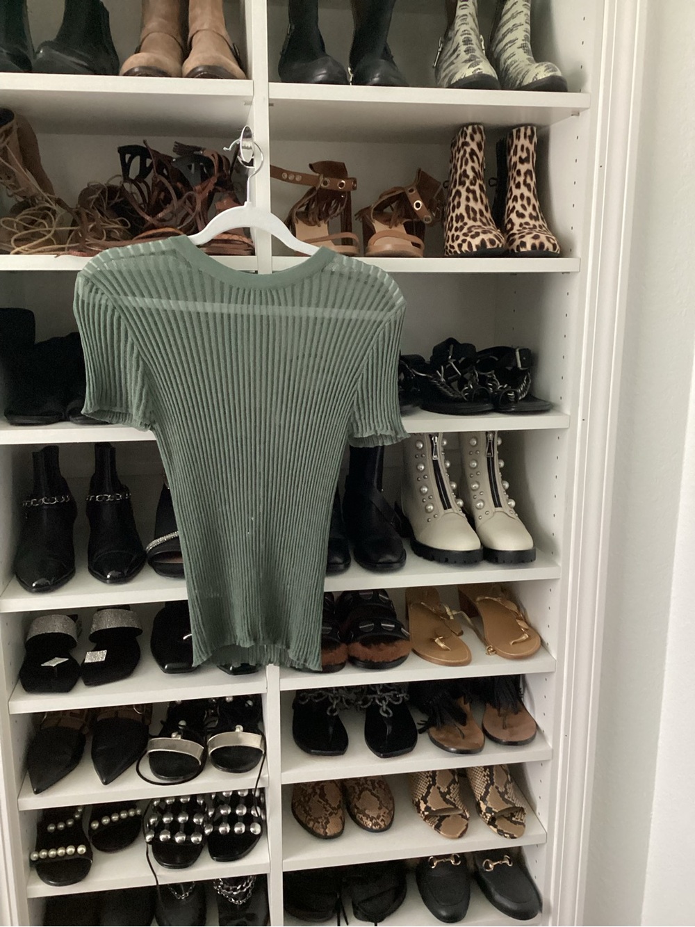 Zara Ribbed Short Sleeve Top in Sage Green